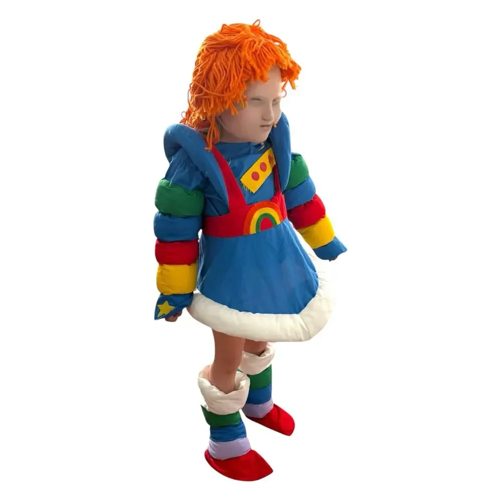 Vintage 80s Handmade Rainbow Brite Costume 3T 4T Halloween 5 Piece Outfit w/ Wig